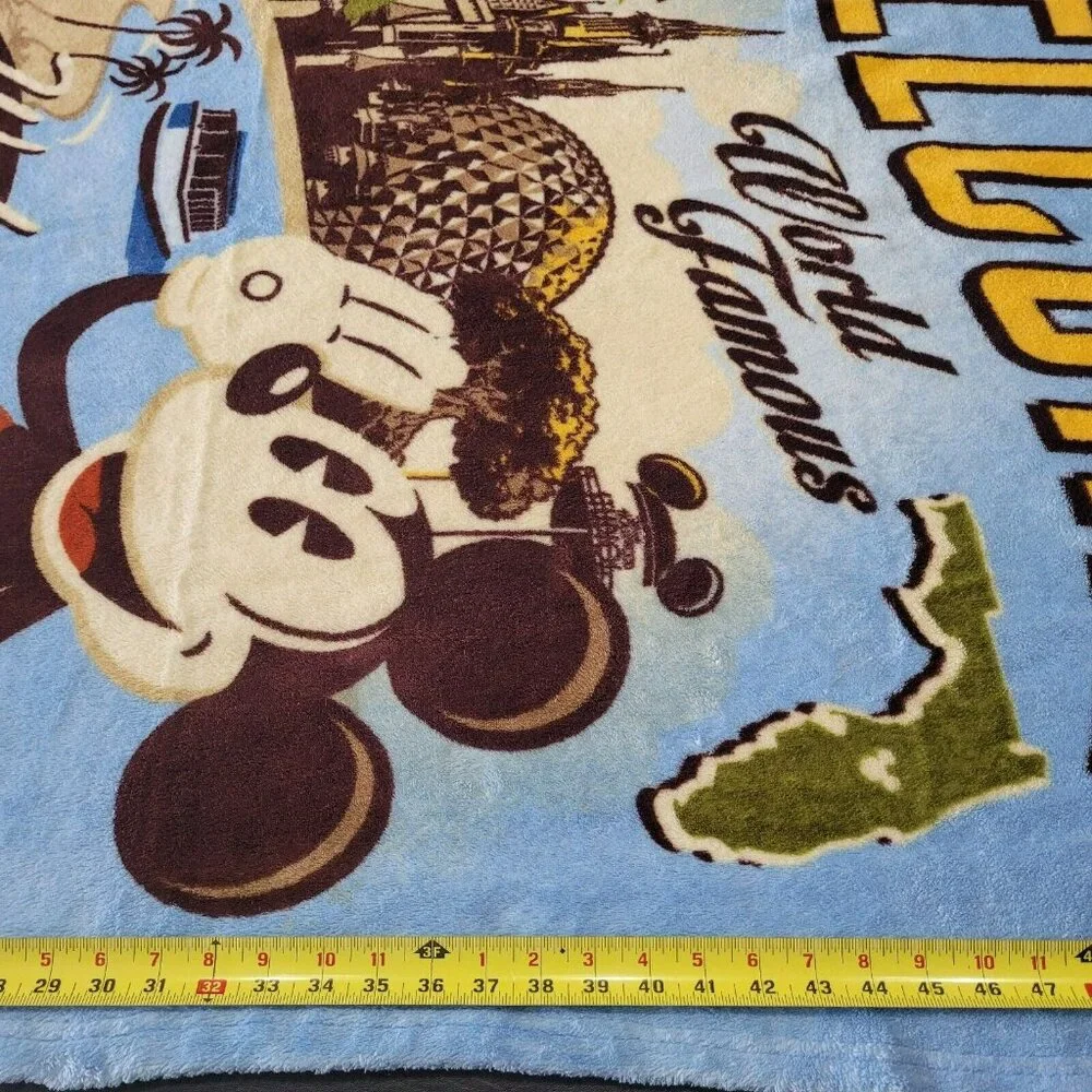 Disney World Resort Mickey Fleece Throw Blanket Lake Buena Vista‎ FL 39 x 62 Vtg